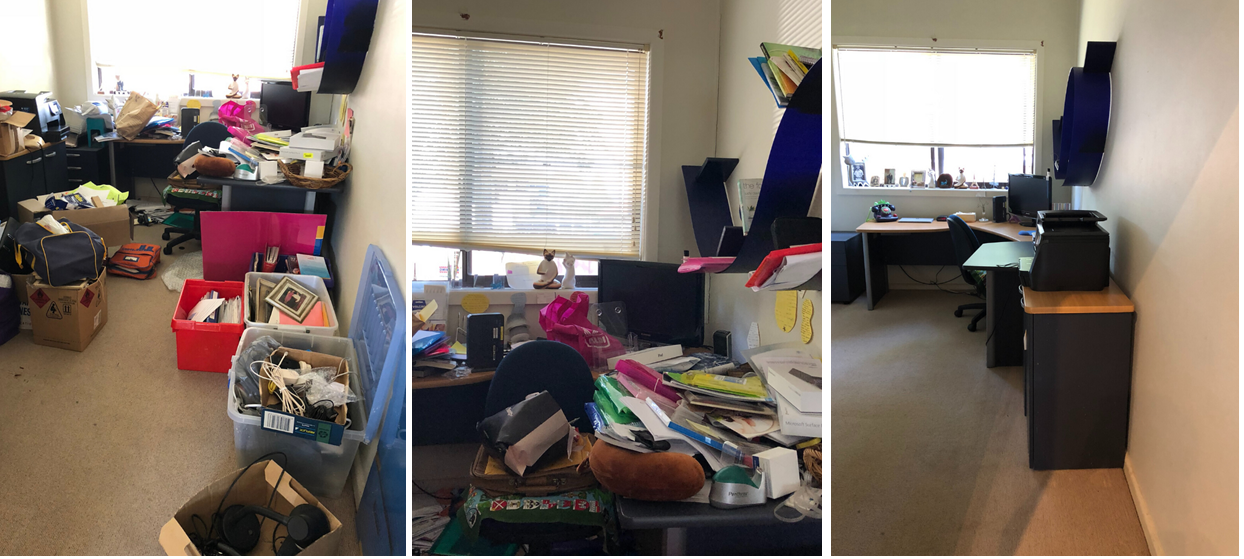 Home office before and after declutter