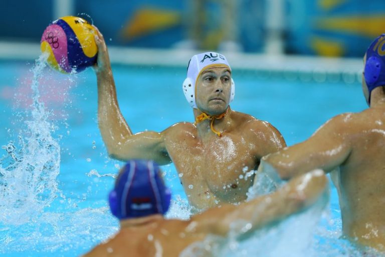 Olympian Thomas Whalan in action as part of the Aussie Men's Water Polo team